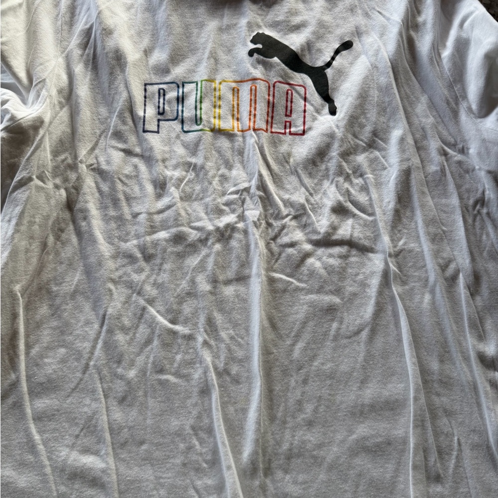 Puma White Tee with Colorful Logo